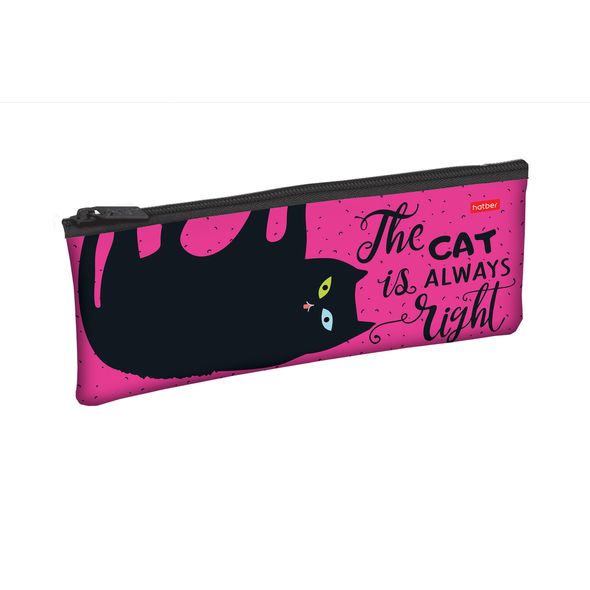 Пенал Hatber 195х75 мм на молнии мягкий -Все любят котиков- , 